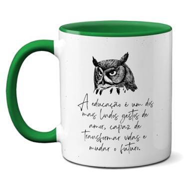 Imagem de Caneca Professor Coruja Educação Lindo Gesto Xícara Criativa (Verde)