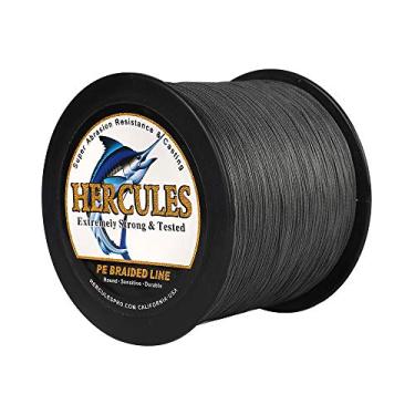 Imagem de Hercules linha de pesca trançada super fundida 8 fios de 10 lb a 300 lb teste para água salgada, 109/328/547/1094 jardas (100 m/300 m/500 m/1000 m), diamante.#0,12 mm-1,2 mm, desempenho de alto nível, cores variadas, Cinza, 100LB-0.55MM-1094YDS(1000M)-8 STRANDS