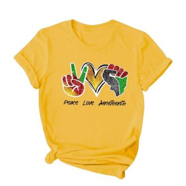 Imagem de Camisetas femininas estampadas femininas manga curta gola redonda juneteenth outono verão 2024 Y2K, U-233 amarelo mostarda, XXG