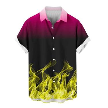 Imagem de Camisetas masculinas gola alta para homens manga curta fogo gráfico cardigã inverno outono 2024 moderno, K-579 Amarelo Mostarda, M