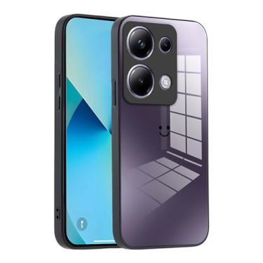 Imagem de XINYEXIN Capa de telefone de vidro gradiente para Xiaomi Poco M6 Pro 4G - proteção fina, amortecedor de silicone macio, à prova de choque e resistente a arranhões - roxa