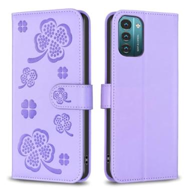 Imagem de Para Nokia G11/G21, capa carteira com 3 cartões e 1 compartimento para dinheiro, capa de telefone flip de couro PU à prova de choque compatível com Nokia G11/Nokia G21 de 6,5 polegadas (roxa)