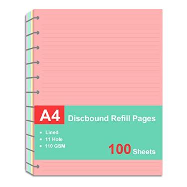Imagem de Letter Size Refills Paper, A4 Loose Leaf Paper for TUL Custom Note-Taking System Discbound Notebook Planner Inserts, 5 Colors(20 Sheets/C), Total 100 Sheets/200 Pages, College ruled, 8.5 X 11 Inch