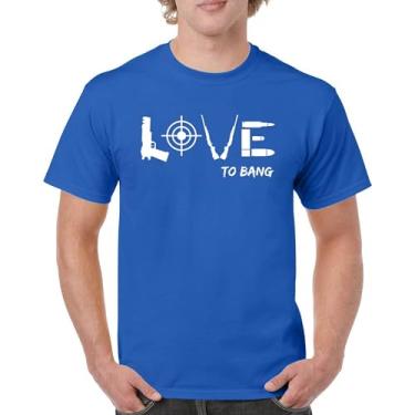 Imagem de Camiseta Love to Bang 2nd Amendment 2A Gun Right to Bear Arms Veteran Dont Tread on Me Camiseta masculina patriótica americana, Azul, XXG