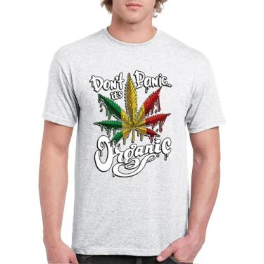 Imagem de Camiseta masculina Don't Panic It's Organic 420 Weed Pot Leaf Smoking Marijuana Legalize Cannabis Stoner Pothead, Cinza-claro, GG