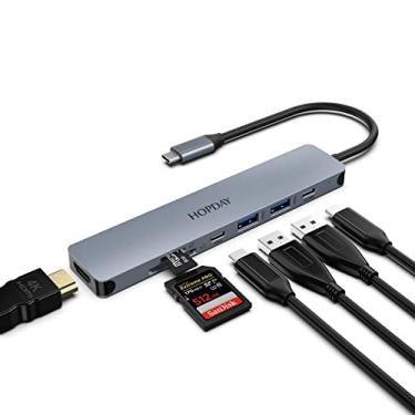 Imagem de Hub USB C 7 em 1, HOPDAY Dual Display USB C Adaptador com 4K HDMI, USB 3.0, 100W Tipo C PD, SD/TF, MacBook Pro/Air Docking Station para HP, Lenovo Dell, Surface e outros dispositivos tipo C