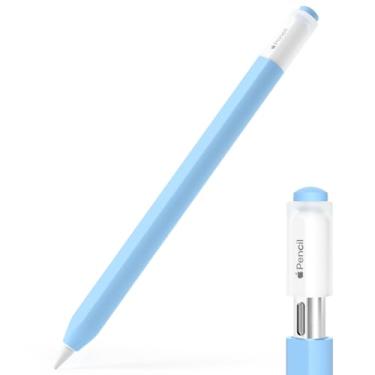 Imagem de JOOSKO Estojo para Apple Pencil (USB-C), capa protetora de silicone, suporta fixação magnética (azul celeste)