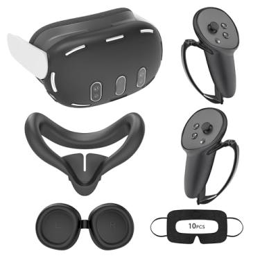 Imagem de Relohas Deluxe 5 em 1 acessórios de silicone para Meta Quest 3, capa de controle, capa VR, capa facial (preta)