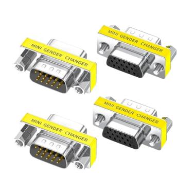 Imagem de WQAPVHBG Adaptador VGA, conector VGA SVGA HD15 pinos fêmea para macho Mini Gender Changer, conjunto de 4