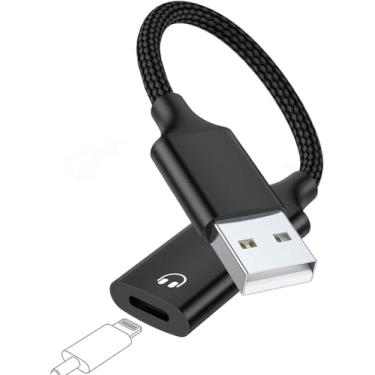Imagem de Adaptador Apple Lightning para USB, placa de som externa, conversor de fones de ouvido de áudio HiFi, compatível com MacBook, PC, volume, microfone, trançado de nylon