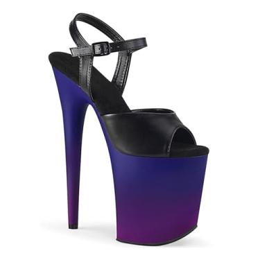 Imagem de Wwhe0514rlq 20 cm bico exposto à prova d'água plataforma gradiente salto alto boate modelo passarela cano de aço grande sapatos de dança, Roxa, US5.5 EU36