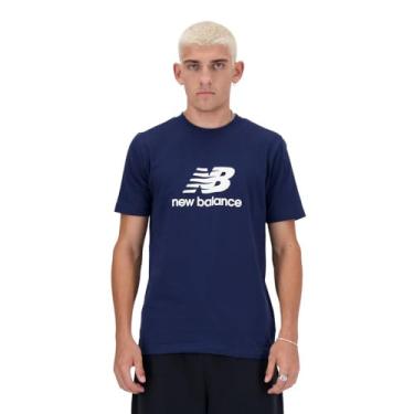Imagem de New Balance Camiseta masculina com logotipo Sport Essentials, Azul-marinho, P