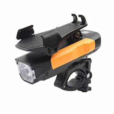 Imagem de HGYJ Luz frontal para bicicleta, luz frontal multifuncional para bicicleta, suporte para celular/banco de potência/buzina, 4000/2400 mah, carregamento USB à prova d'água, 120 db, luz forte, tiro