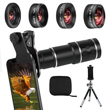 Imagem de Kit de lente de câmera para celular, iPhone, Android, lente zoom teleobjetiva 20x, lente grande angular e macro, olho de peixe, lentes CPL compatíveis com iPhone 12 11 X Xs XR 8 7 6 Plus Samsung e outros smartphones