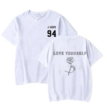 Imagem de Camiseta JIN Su-ga V Jimin Jungkook J-Hope RAPMONSTER Camisetas modernas Love Yourself algodão manga curta, 7, XXG