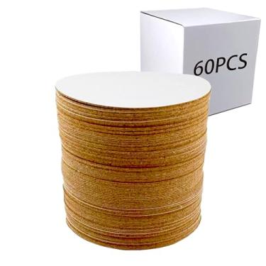 Imagem de Hosawtek 60 unidades de almofadas de cortiça autoadesivas redondas de 10 x 10 cm - suporte antiderrapante para porta-copos (pedra/madeira/vidro/cerâmica) - proteção contra arranhões na parte inferior