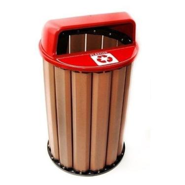 Imagem de Lixeira para Coleta Seletiva 90L Diversas Cores Madeira Plastica Ecologica