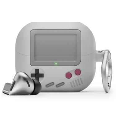 Imagem de elago Compatível com Samsung Galaxy Buds 3 Pro e 3 e 3 FE, capa AW5 Classic Game Player Design com mosquetão, proteção total, acessórios de fone de ouvido, para homens, para mulheres [cinza claro]