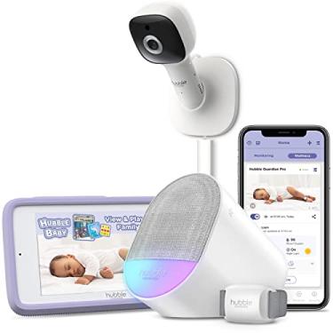 Imagem de Hubble Connected O premiado Guardian Pro Smart Wi-Fi habilitado para monitoramento de frequência cardíaca e respiração, possui câmera HD para bebês com sons calmantes pré-carregados e ruído branco