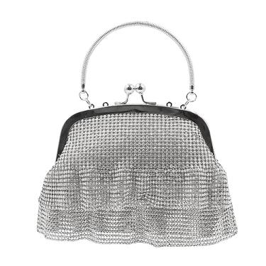 Imagem de RARITYUS Bolsa clutch noturna com strass cintilante para mulheres, bolsa de pulso de cristal, bolsa de ombro para casamento, formatura, Prata, One Size