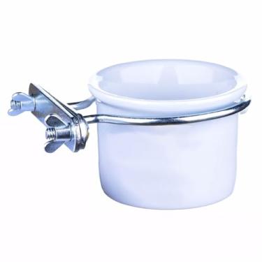 Imagem de Comedouro e Bebedouro Pote Tigela de Porcelana com Suporte Alimentação Calopsita Agapornis Periquito Psitas Ring Neck Forpus