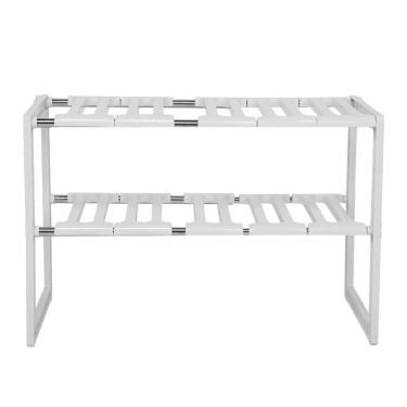 Imagem de Organizador Pia Ajustavel Rack Prateleira 2 Andares Cozinha Multiuso Guarda Objetos Livros