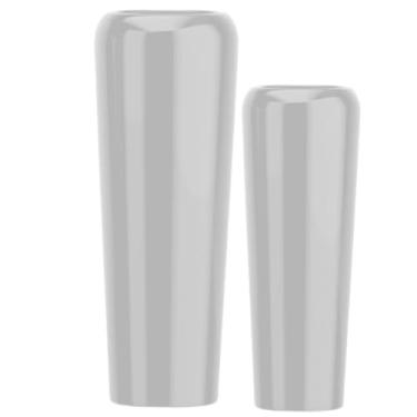 Imagem de Jogo Vasos Vietnamita 80cm E 65cm Fibra De Vidro Auto Brilho (Cinza Claro)