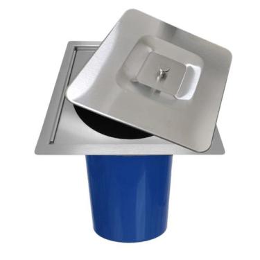 Imagem de Lixeira Quadrada Embutir Pia Bancada Inox Escovado 5L Nova - Stillus H