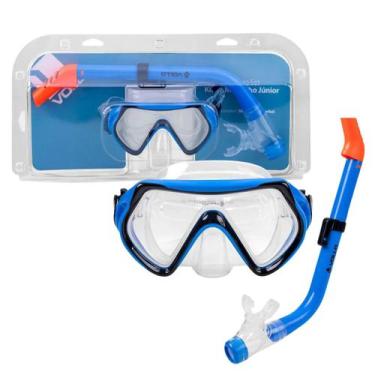 Imagem de Kit Mergulho Infantil Vollo Natação Junior Máscara e Snorkel, Azul