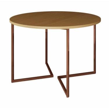 Imagem de Mesa de Jantar Industrial Base De Ferro Cobre em  V  Tampo 110 Canela 