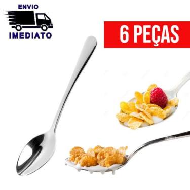 Imagem de Kit 6 Colher Mesa Talheres Aço Inoxidável Jogo Talher Alta Qualidade p