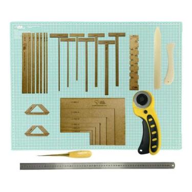 Imagem de Base De Corte 90x60 Placa de Mesa A1 Kit Cartonagem Esquadro Gabarito 