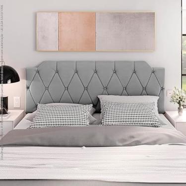 Imagem de Cabeceira kelly almofada elegante luxo para cama box 1,40 Cinza