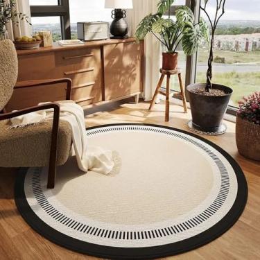 Imagem de Tapete redondo para sala de estar, listrado, cor sólida, luz, luxo, macio, mesa de centro, pelúcia, quarto, cadeira giratória, tapete de chão, SY2458, TD, A, diâmetro 190 cm