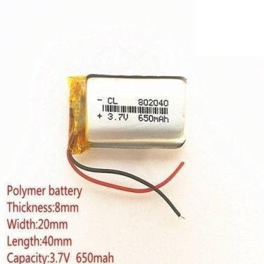 Imagem de Bateria  3.7v  650 Mah    8mm X 20mm X 40mm com 2 fios - bgb