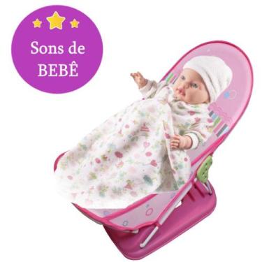 Imagem de Kit Boneca Rose Ring Bebe Com Gorro e Manta + Cadeirinha - Milk Brinqu
