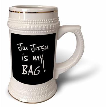 Imagem de 3dRose Jiu Jitsu is my Bag. Presente divertido para fãs de esportes - texto em preto e branco - Caneca Stein, 510 g, 640 ml