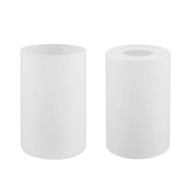 Imagem de Aspen Creative 23613-02, cúpula de vidro de cilindro fosco, 8,8 cm de diâmetro x 13,8 cm de altura/orifício central: 42 mm, conjunto de 2