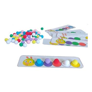 Imagem de Jogo Educativo Pareamento Cores Autista Com Pompom Lagarta - T&D JOGOS