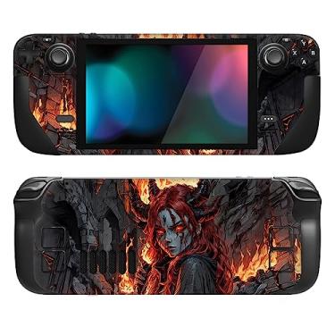 Imagem de PlayVital Conjunto completo de decalque de película protetora para LCD Steam Deck, adesivos personalizados capa de vinil para Steam Deck OLED - Flame Envoy