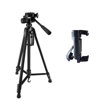 Imagem de Tripé Profissional 1,70m Fotográfico + Suporte Rotativo Para Celular -