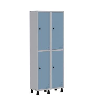 Imagem de Roupeiro Aco Light 2v 04 Portas Gr302/4pri Cinza/Azul