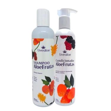 Imagem de Kit Shampoo e Condicionador Aloe Frutas Vera, Maciez e Brilho, Cabelos secos e cacheados. Aroma Fresco, Babosa, Pracaxi. Live Aloe