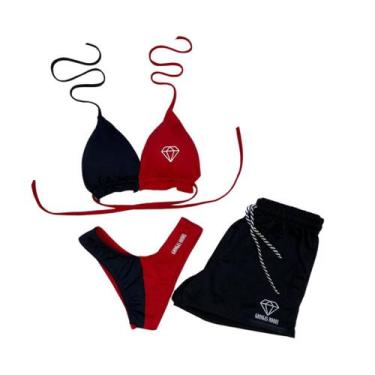 Imagem de Conjunto Biquíni Com Bojo Cortininha Gringas Model, Vermelho, Unico 36