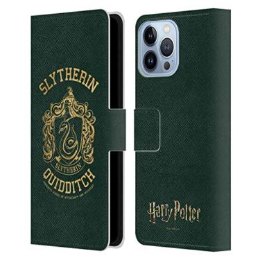 Imagem de Head Case Designs Capa carteira de couro oficialmente licenciada Harry Potter Sonserina Quadribol Relíquias da Morte X compatível com Apple iPhone 13 Pro Max