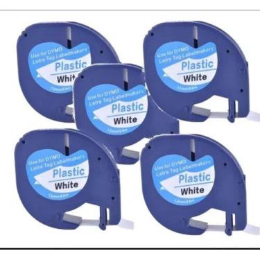 Imagem de Kit Com 5 Fitas Plastica P/ Etiquetadora Dymo Letratag 12mm