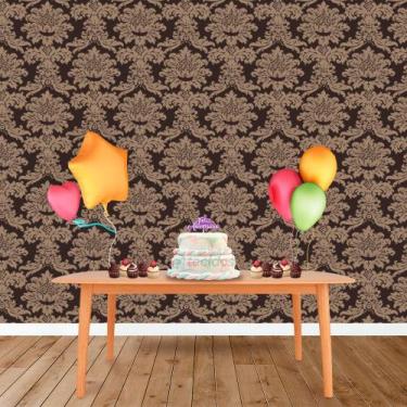 Imagem de Painel Retangular em Jacquard Marrom e Bege Medalhão - Jacquard Tradic