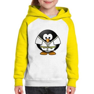 Imagem de Moletom Infantil Pinguim Judô - Foca na Moda, Branco, Amarelo, 14