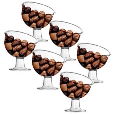 Imagem de Kit com 6 Taças Inclinada Média Acrílico Suporte Doces Balas - 3T