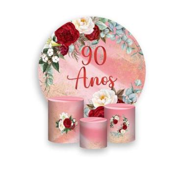 Imagem de Painel De Festa Redondo 1,50x1,50 + Trio De Capas Cilindro - Efeito Má